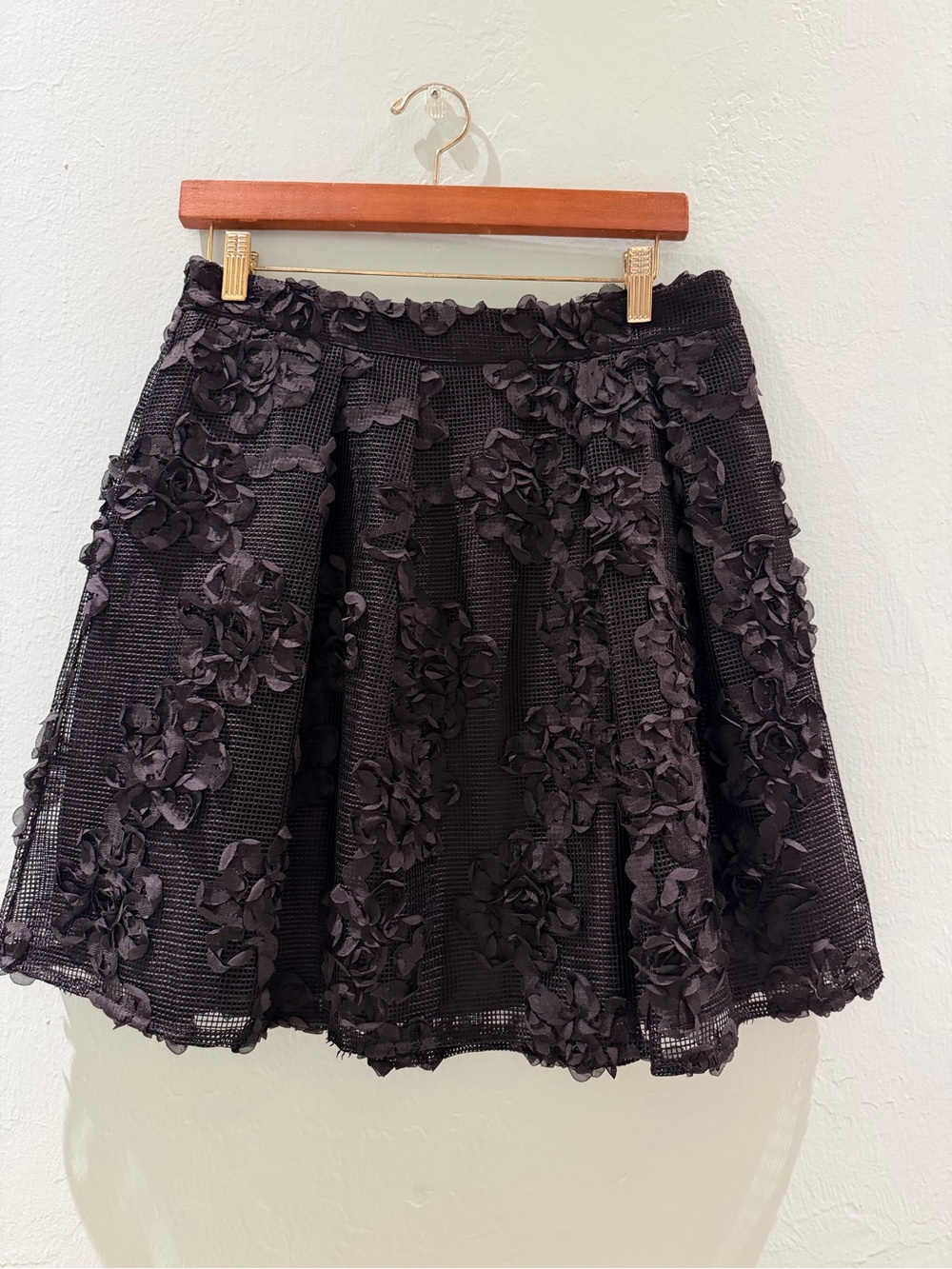 Worthington Black Floral Appliqué Circle Skirt